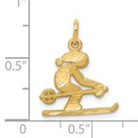 10K Yellow Gold Diamond-cut Skier Charm view 3