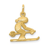 10K Yellow Gold Diamond-cut Skier Charm view 1