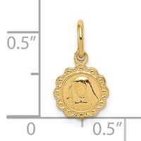 10K Yellow Gold Solid Satin Polished Small Our Lady of Sorrows Disc Pendant view 3