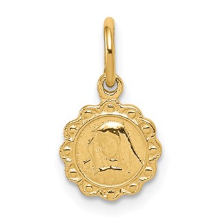 10k Solid Satin Polished Our Lady of Sorrows Disc Pendant