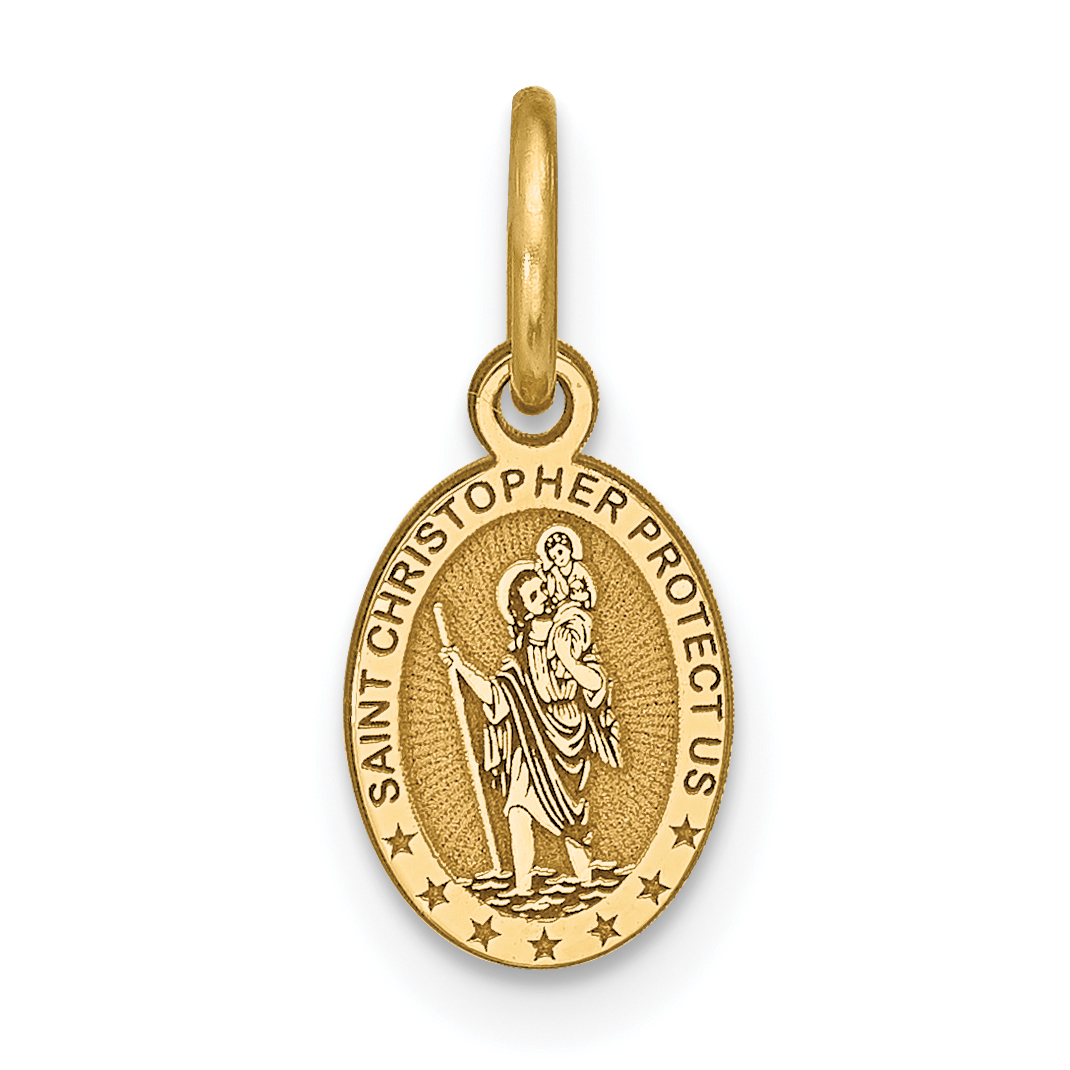 10k Solid Satin Polished St. Christopher Pendant (10C89)