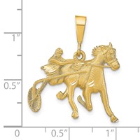 10K Yellow Gold Satin Diamond-cut Harness Racer Charm with Horse view 3