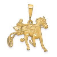 10K Yellow Gold Satin Diamond-cut Harness Racer Charm with Horse view 1