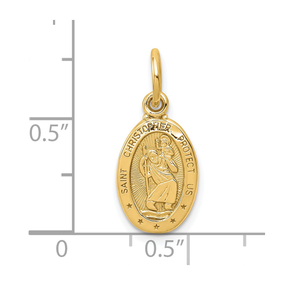 10k Solid Satin Polished St. Christopher Pendant (10C90)