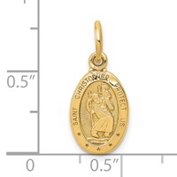 10K Solid Satin Polished Small Oval St. Christopher Pendant view 3