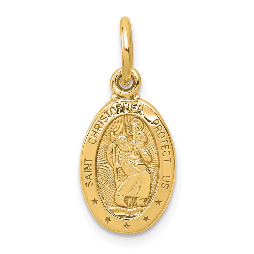 10k Solid Satin Polished St. Christopher Pendant (10C90)