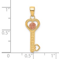 10K Two-tone I Love You Charm with Flower Key view 3