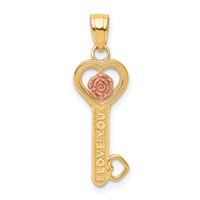 10K Two-tone I Love You Charm with Flower Key view 1