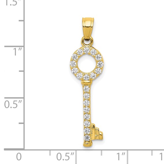 10k CZ Key Pendant