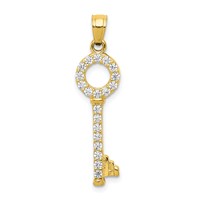 10K CZ Key Pendant view 1