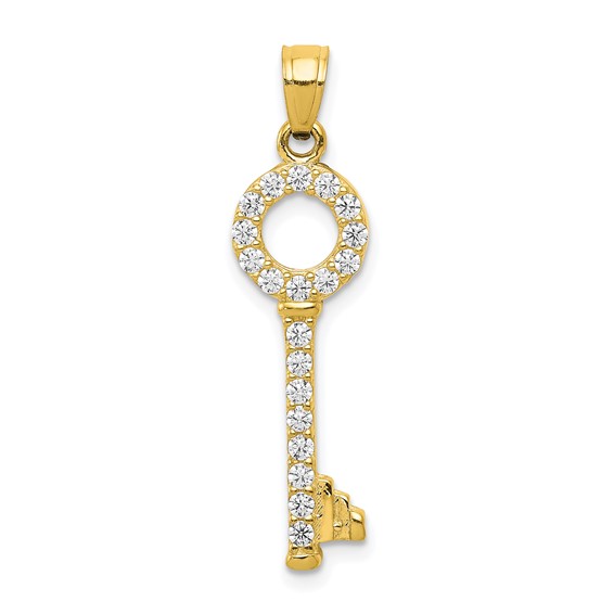 10k CZ Key Pendant