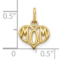 10K Yellow Gold Mom in Heart Charm view 3