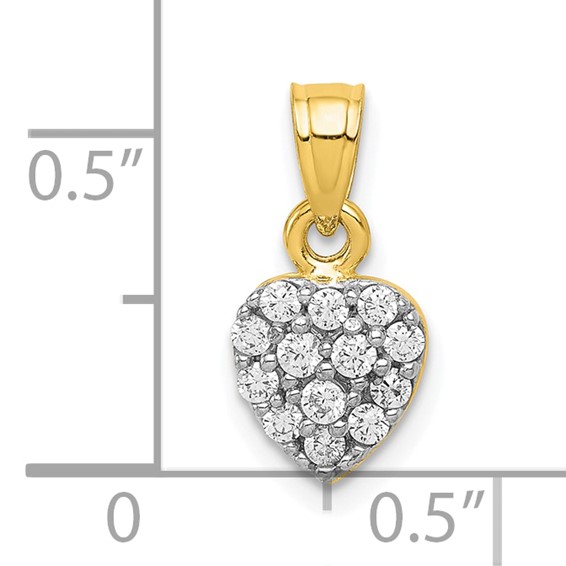 10k CZ Cluster Heart Charm