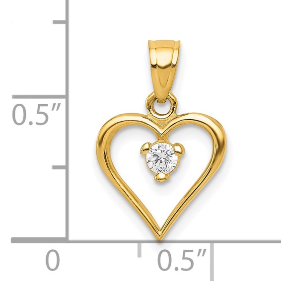 10k CZ Heart Charm