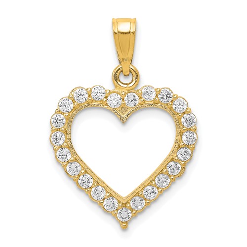 10K Yellow Gold CZ Heart Pendant