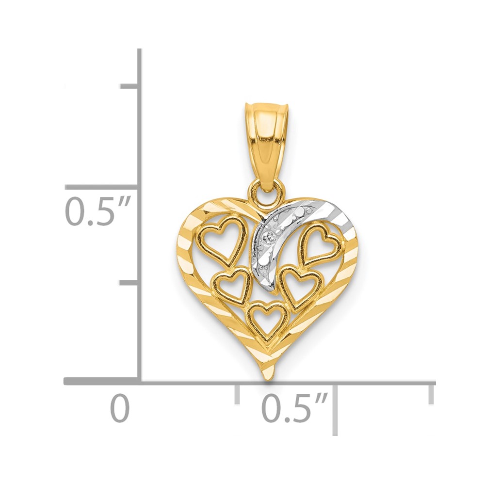 10K W/Rhodium Heart Charm (10C929)