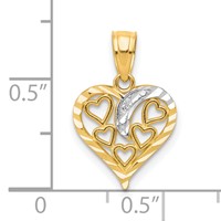 10K and White Rhodium Diamond-cut Hearts in Heart Charm view 3