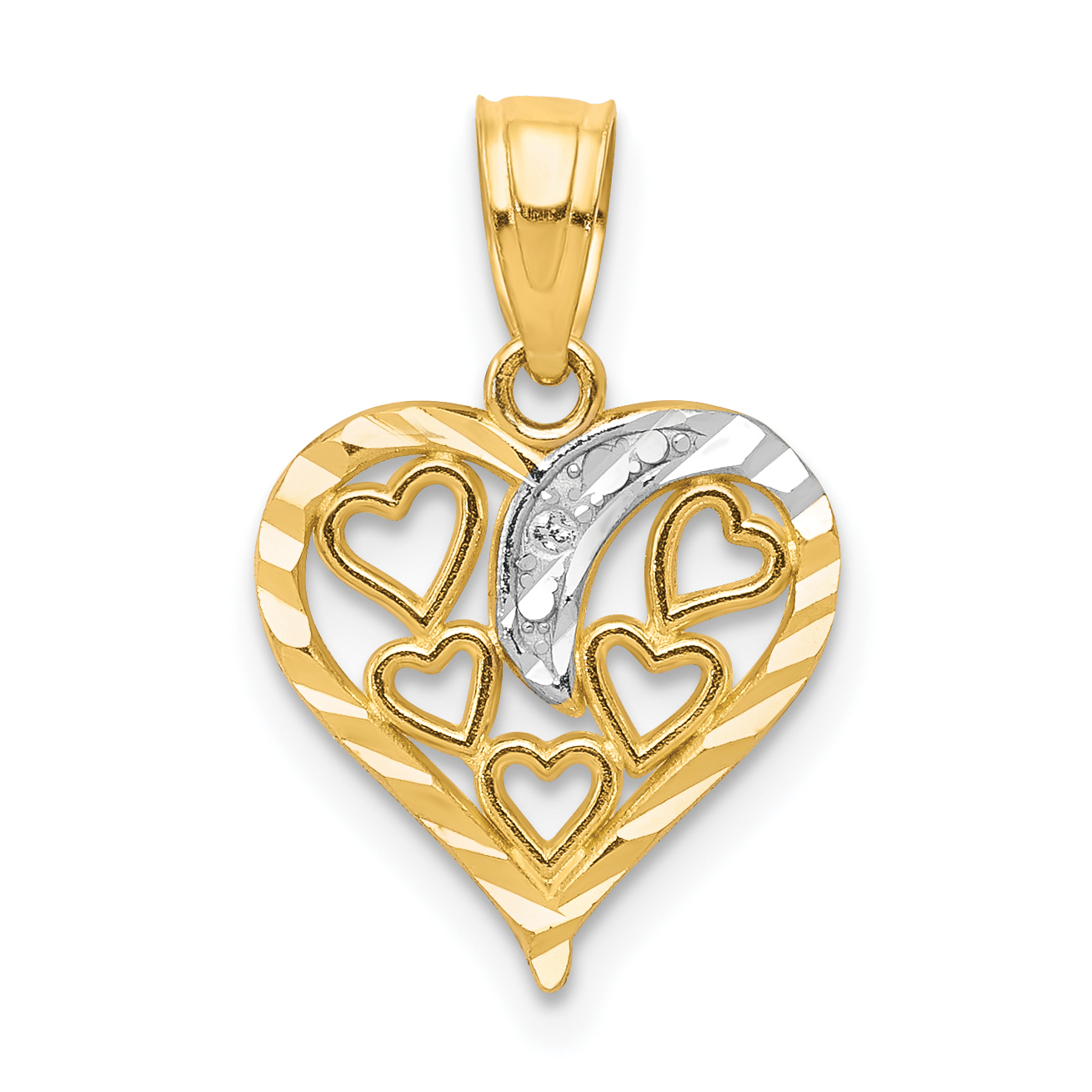 10K W/Rhodium Heart Charm (10C929)