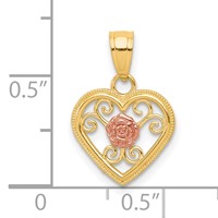 10K Two-tone Flower in Small Heart Charm view 3