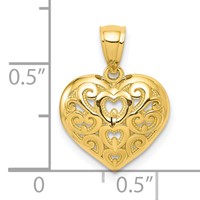 10K Yellow Gold Diamond-Cut Filigree Heart Charm view 3