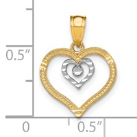 10K and White Rhodium Heart Charm view 3