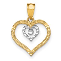 10K and White Rhodium Heart Charm view 1