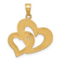 10K and White Rhodium Double Heart Pendant view 4