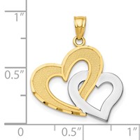 10K and White Rhodium Double Heart Pendant view 3