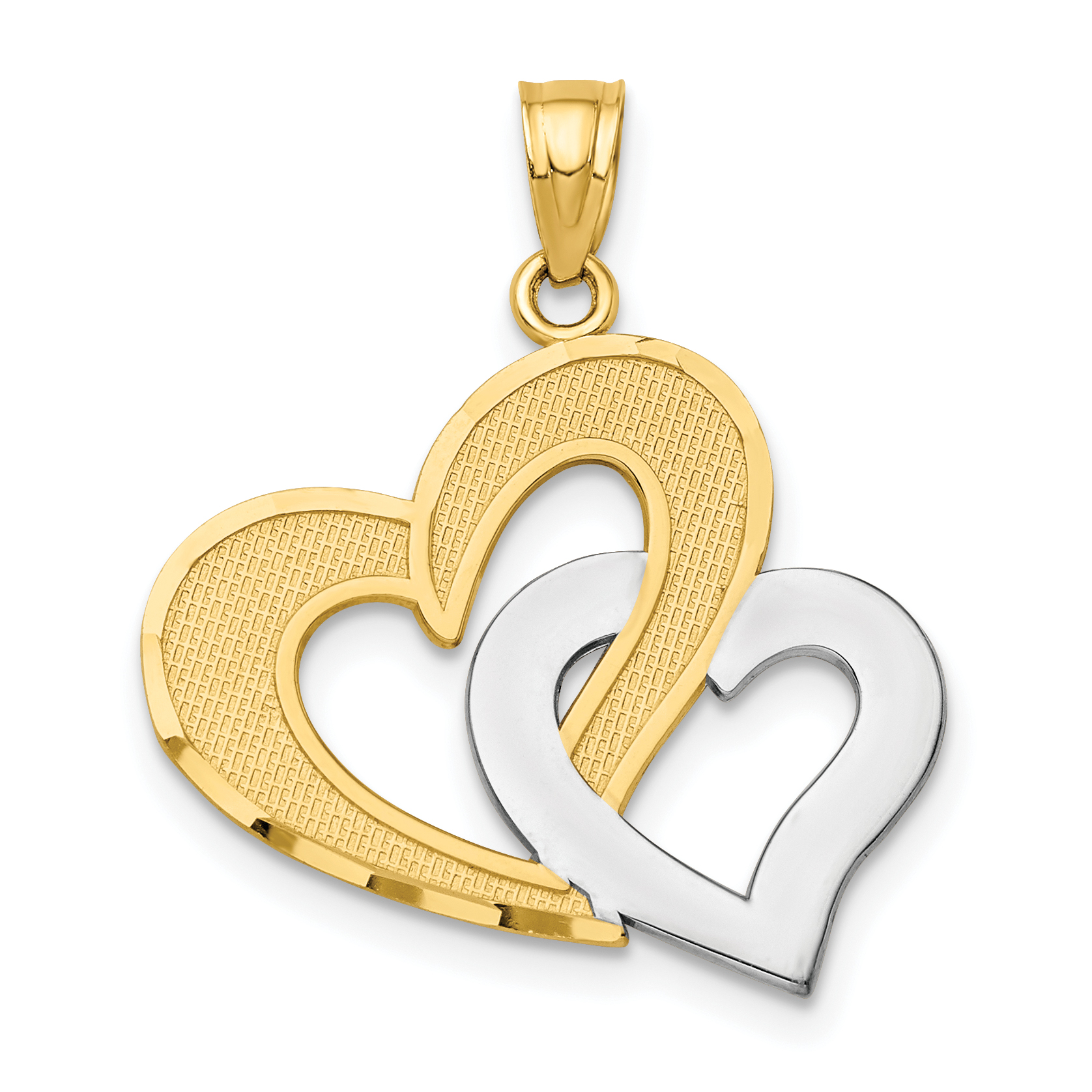 10K w/Rhodium Double Heart Pendant (10C934)