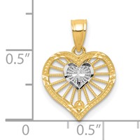 10K and White Rhodium Heart Charm with Tiny Cross view 3