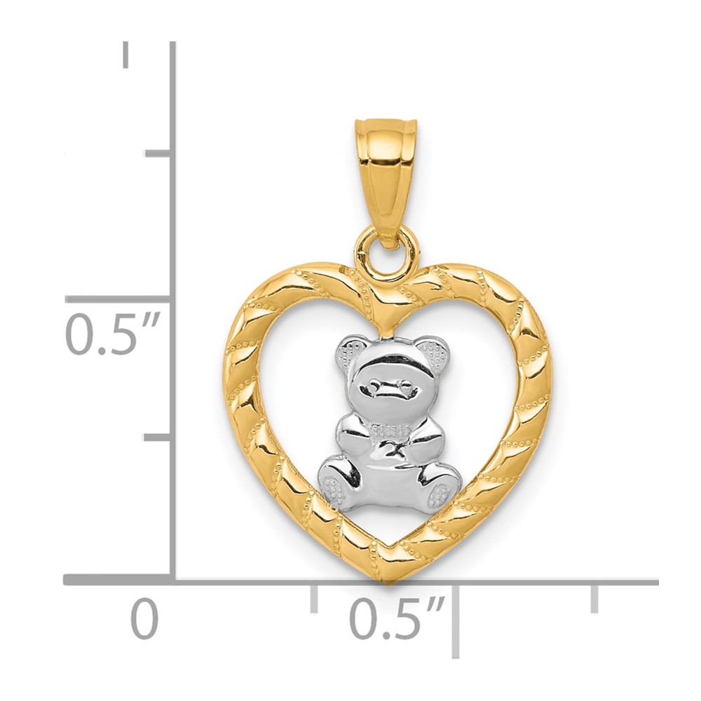 10k w/Rhodium Teddy Bear Heart Charm (10C939)