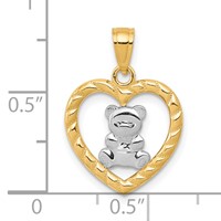 10K and White Rhodium Teddy Bear in Heart Charm view 3