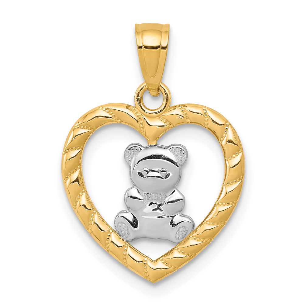 10k w/Rhodium Teddy Bear Heart Charm (10C939)