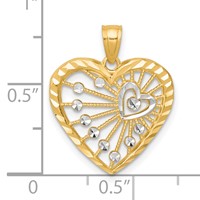 10K and White Rhodium Filigree Heart Charm view 3