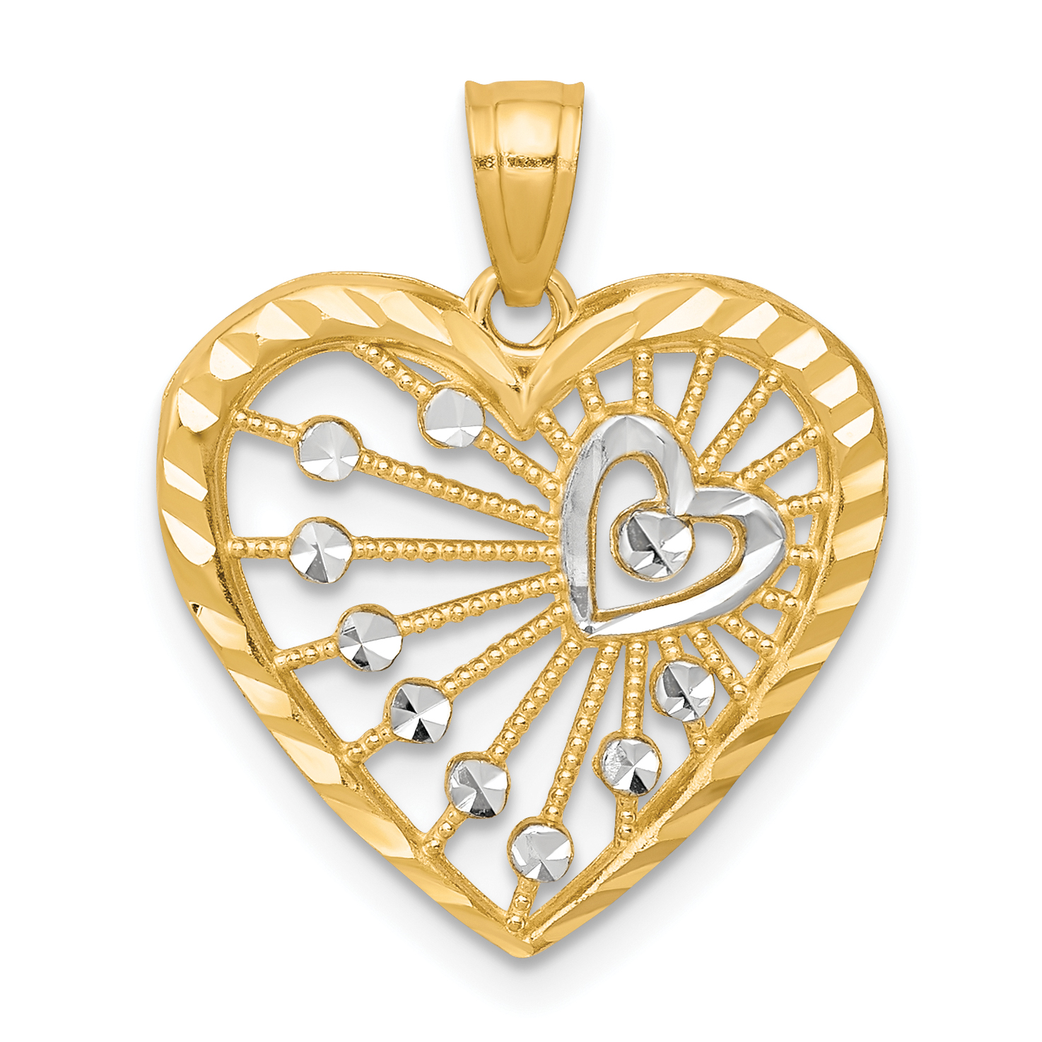 10K w/Rhodium Heart Charm (10C941)