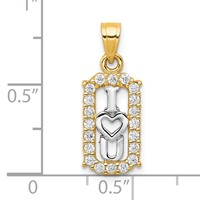 10K and White Rhodium CZ I Heart You Charm view 3