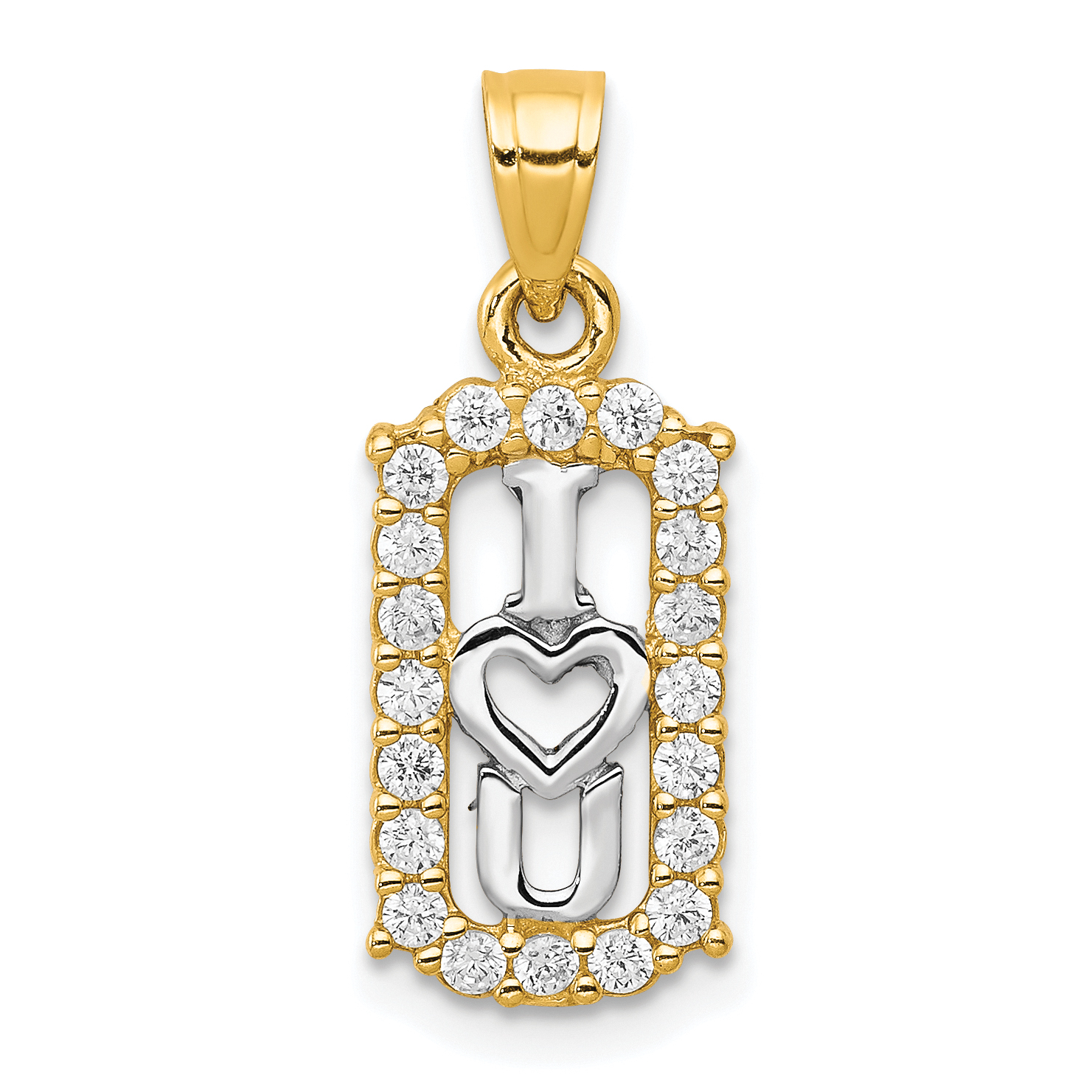10K w/ Rhodium CZ I LOVE YOU Charm (10C947)