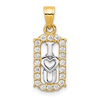 10K and White Rhodium CZ I Heart You Charm view 1