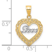 10K and White Rhodium Love in Heart Charm view 3