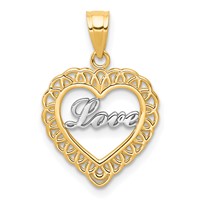 10K and White Rhodium Love in Heart Charm view 1
