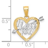 10K and White Rhodium I Love You Heart Charm with Arrow view 3