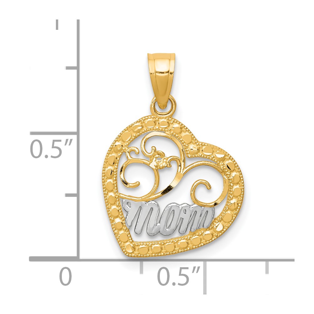 10K & Rhodium MOM Heart Charm (10C959)