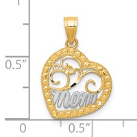 10K and White Rhodium Mom in Heart Charm view 3