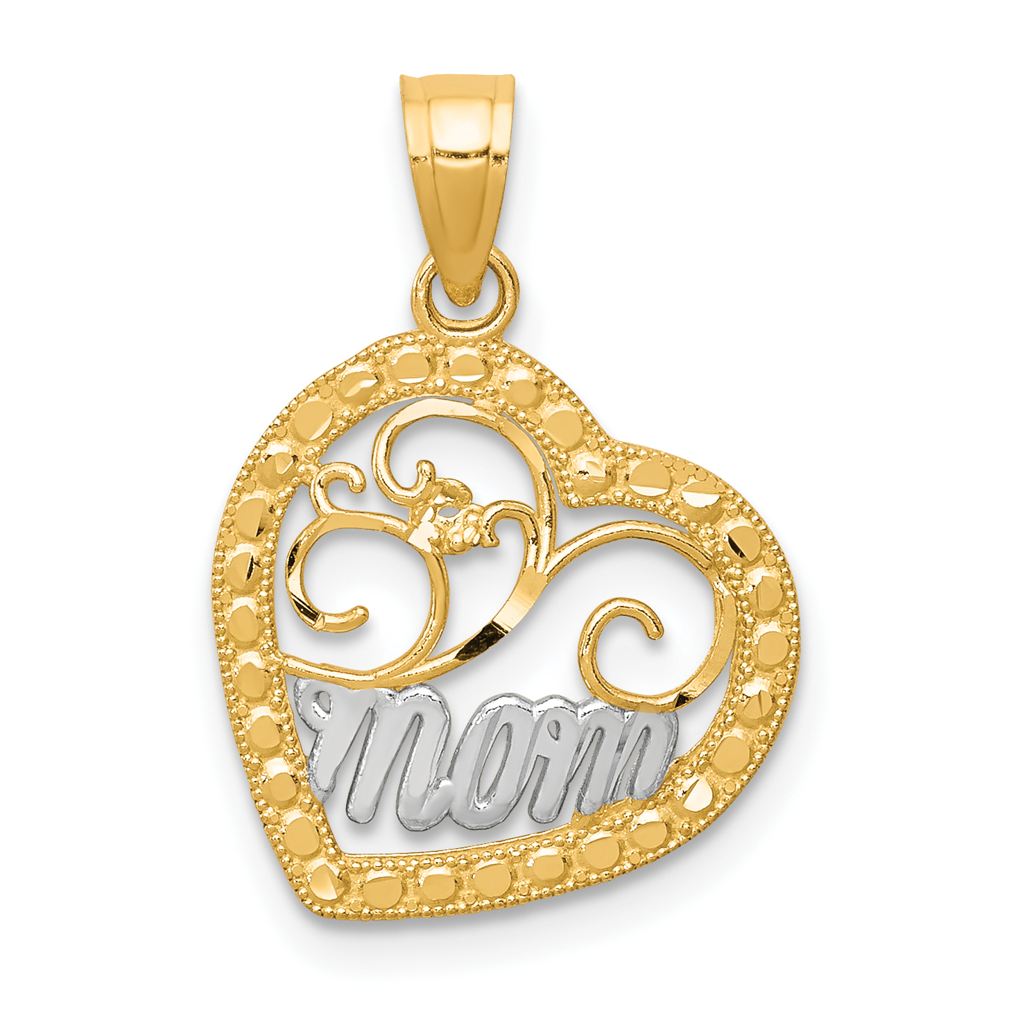 10K & Rhodium MOM Heart Charm (10C959)