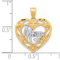 10K and White Rhodium Mom in Heart Charm view 3