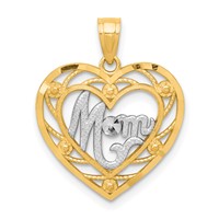 10K and White Rhodium Mom in Heart Charm view 1