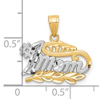10K and White Rhodium #1 Mom Charm view 3
