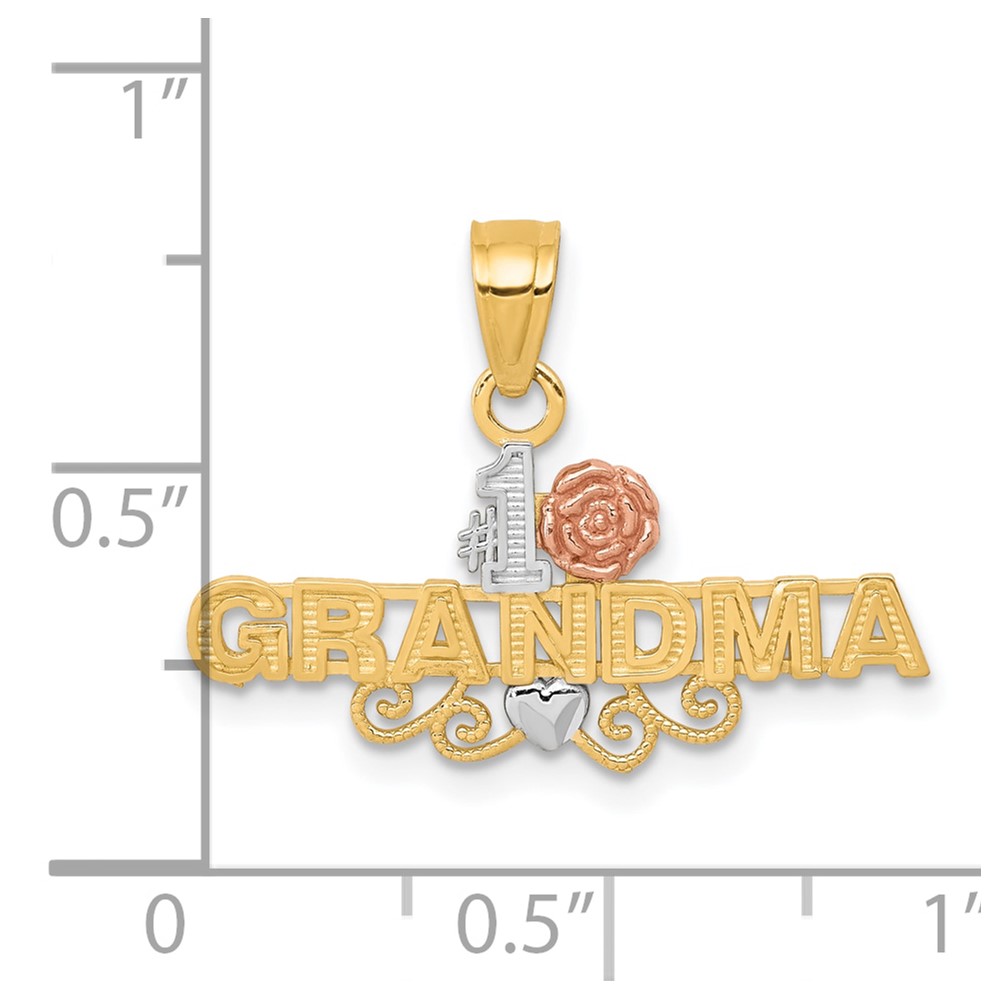 10K Two-Tone w/White Rhodium #1 GRANDMA Charm (10C965)
