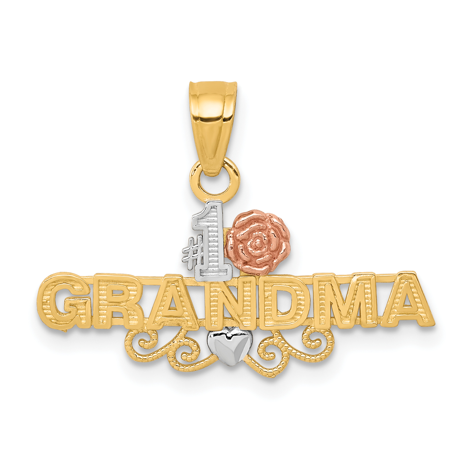 10K Two-Tone w/White Rhodium #1 GRANDMA Charm (10C965)
