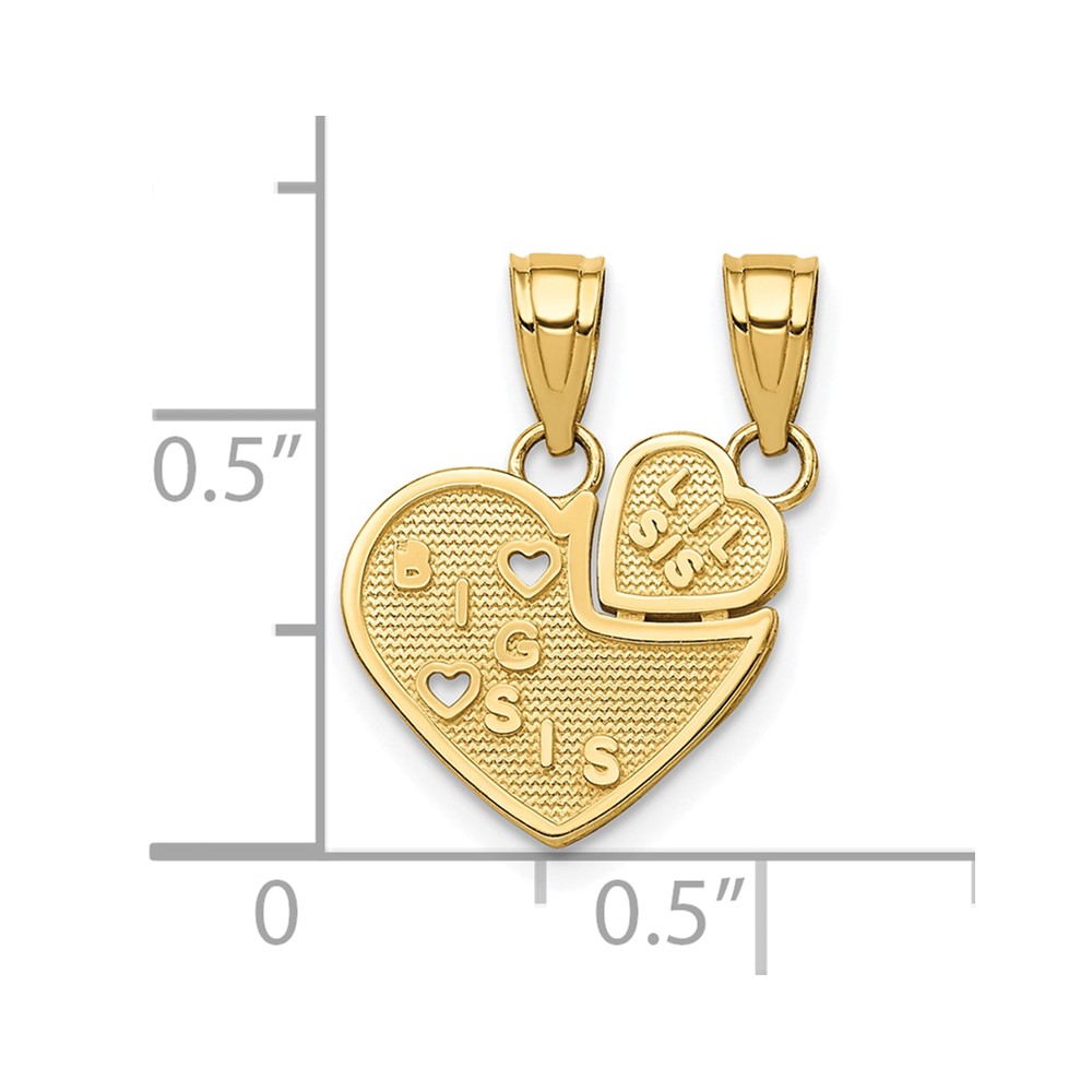 10K BIG SIS, Lil SIS Break-Apart Heart Charm (10C976)